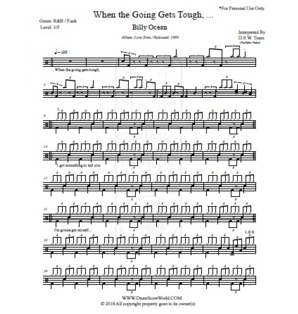 Billy Ocean When the Going Gets Tough, the Tough Get Going Drum